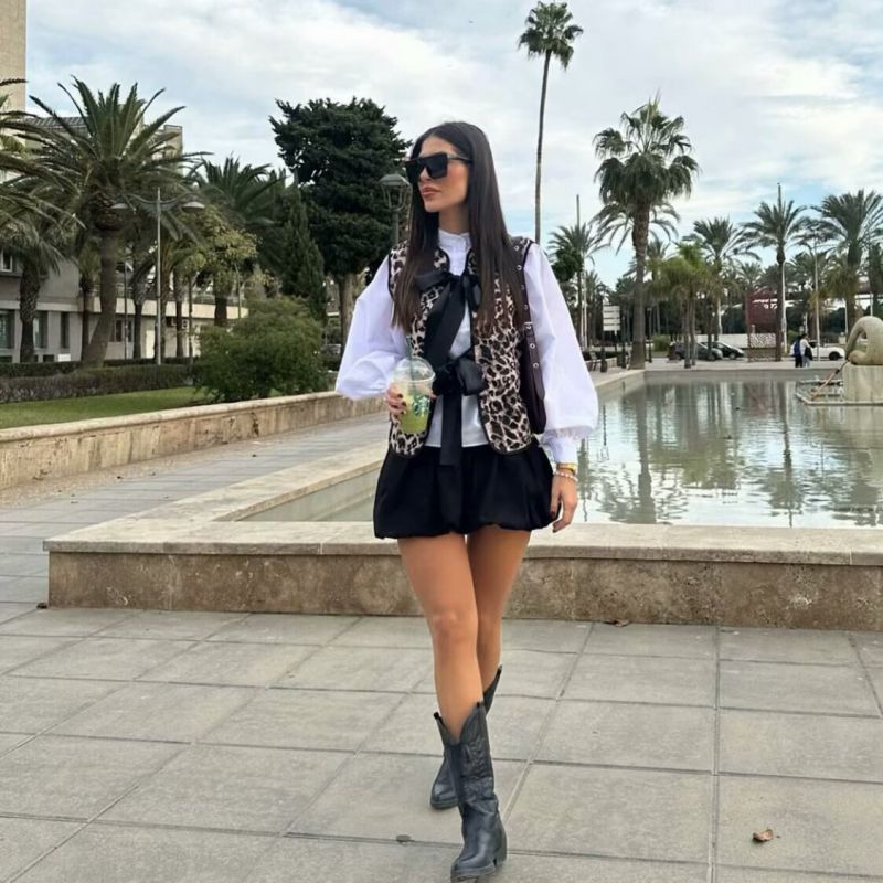 Chaleco Sin Mangas Con Estampado De Leopardo Y Cuello En V