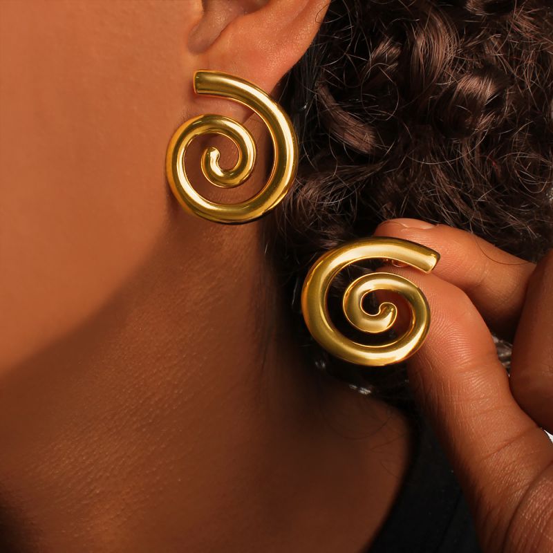Pendientes De Caracola De Acero Inoxidable