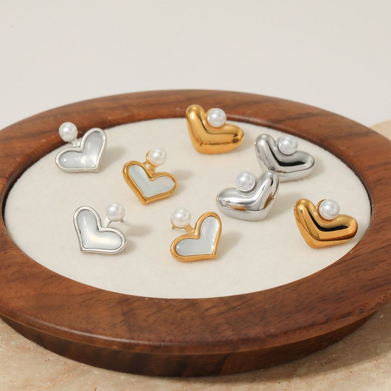 Pendientes De Corazón De Acero Inoxidable