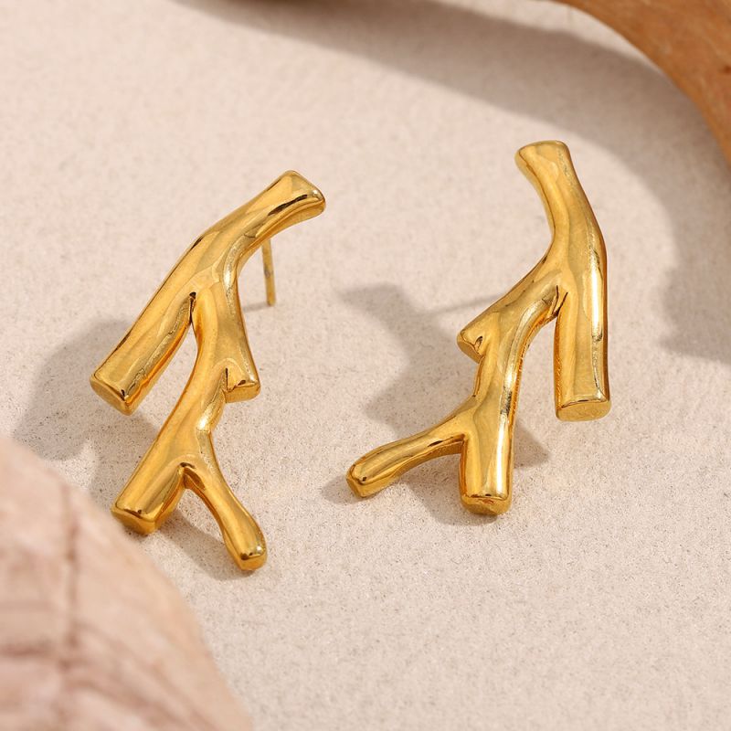 Pendientes De Acero Inoxidable Con Forma De Tenedor De Árbol En Forma Humana.