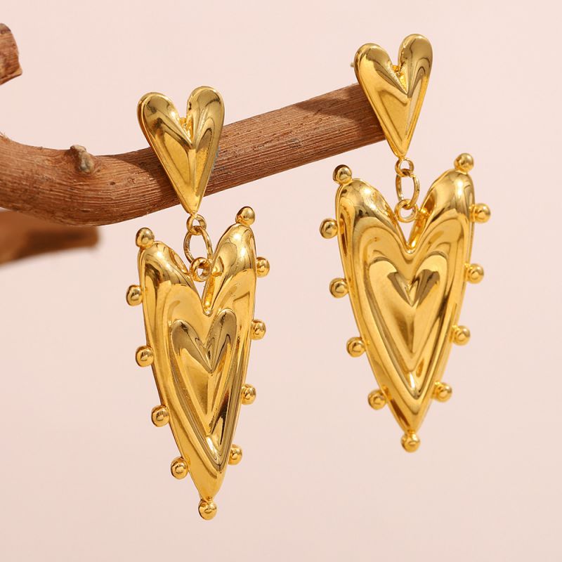 Pendientes De Corazón De Acero Inoxidable