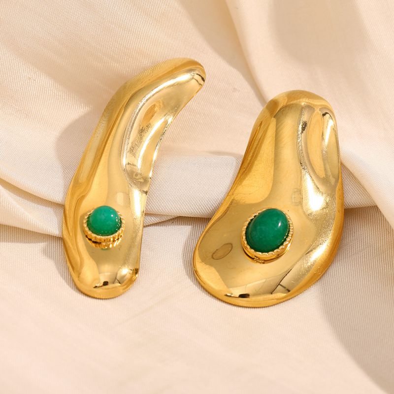 Pendientes De Barra Tridimensional Asimétrica De Acero Inoxidable