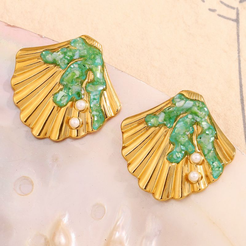 Pendientes De Concha De Acero Inoxidable
