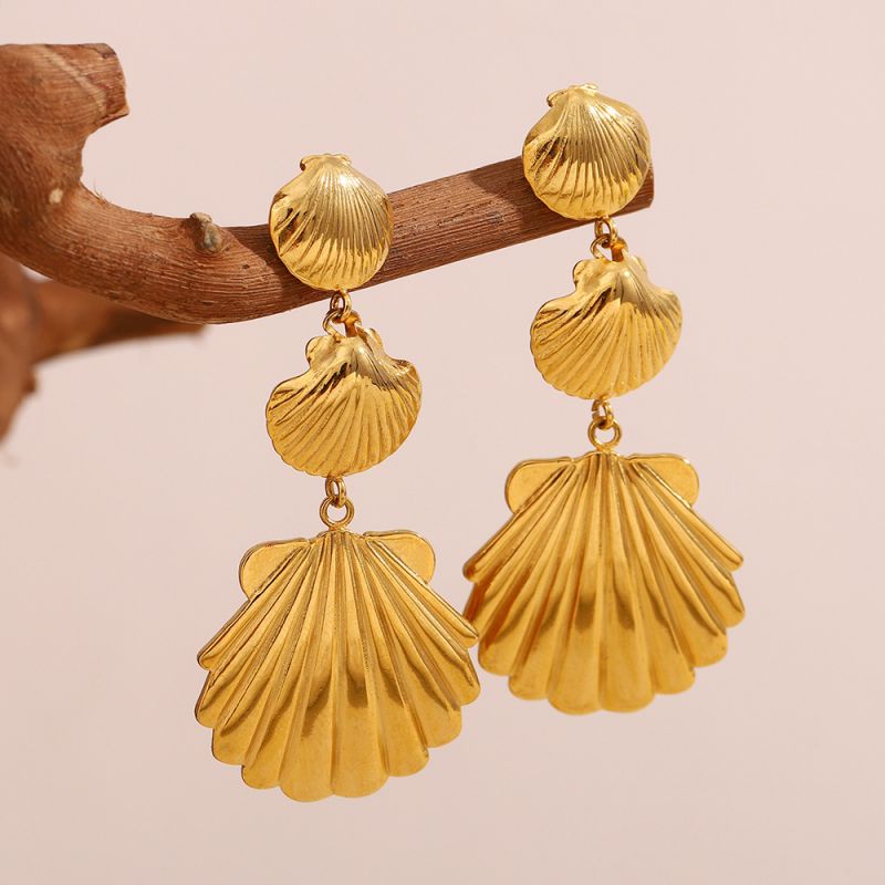 Pendientes De Concha De Acero Inoxidable