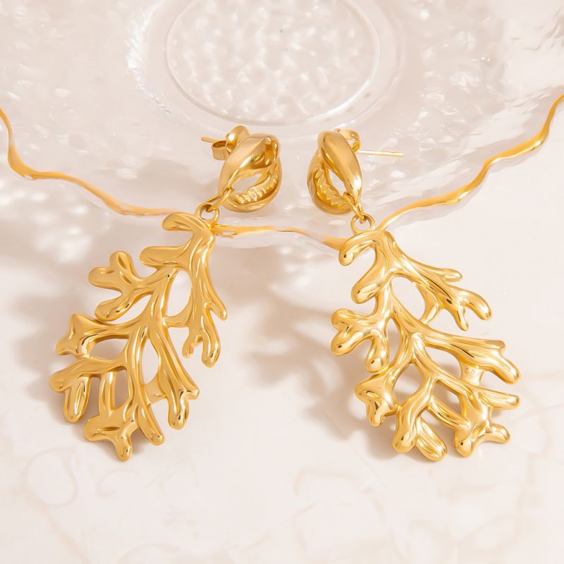 Pendientes De Coral De Acero Inoxidable
