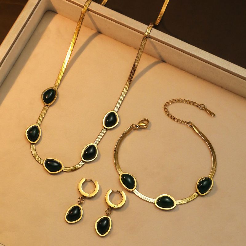 Pendientes De Ágata Irregular De Acero Inoxidable