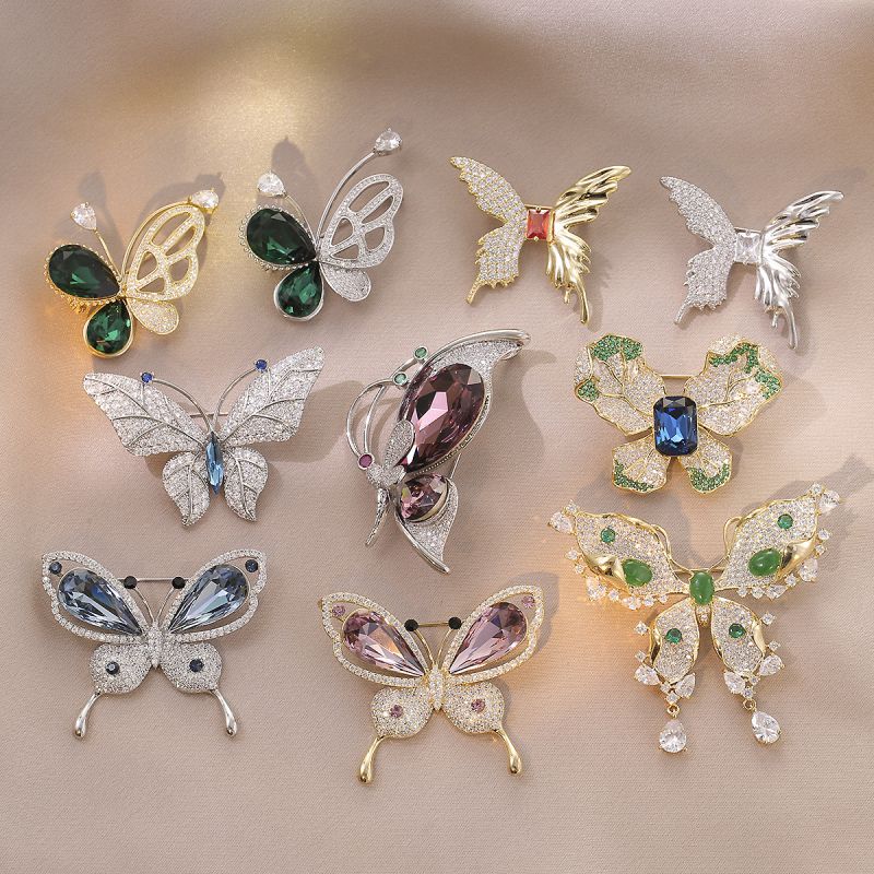 Butterfly 6# Copper And Diamond Butterfly Brooch