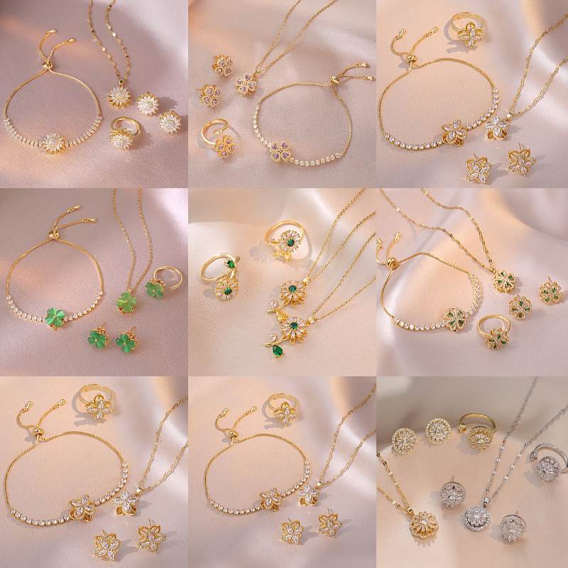 Pendientes De Flor De Diamante De Acero De Titanio