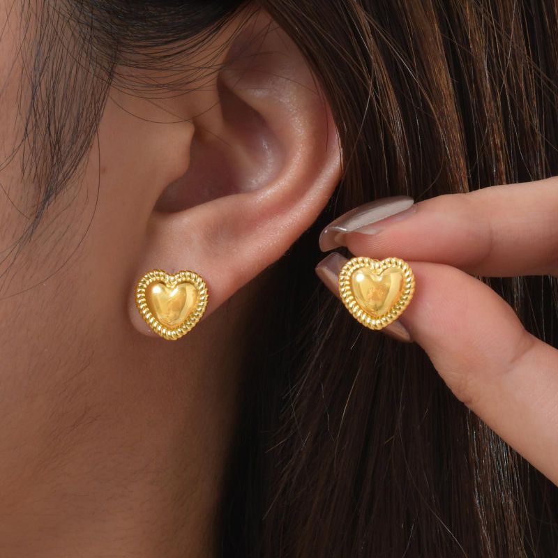 Pendientes De Corazón De Acero Inoxidable