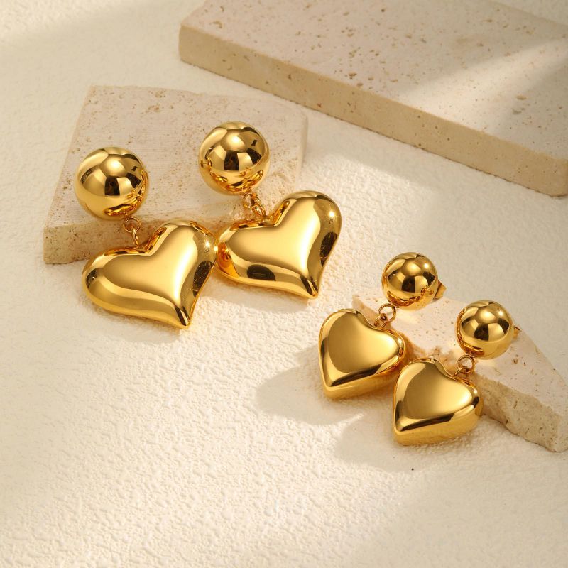 Pendientes De Corazón De Acero Inoxidable