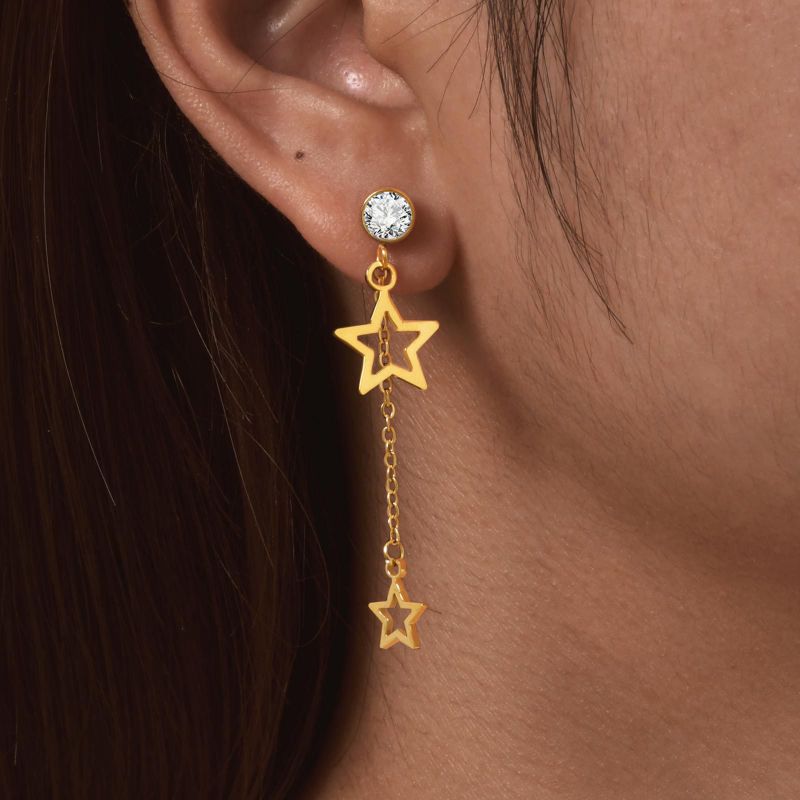 Pendientes De Estrella De Cinco Puntas De Acero Inoxidable