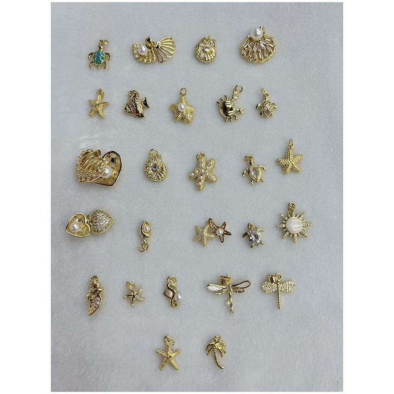 Gold 1 Copper Gold-plated Pearl Shell Turtle Conch Fish Tail Geometric Pendant (without Chain)