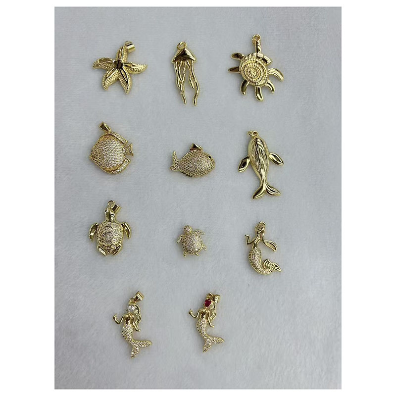 Gold 1 Copper Gold-plated Starfish Fish And Turtle Pendant (without Chain)