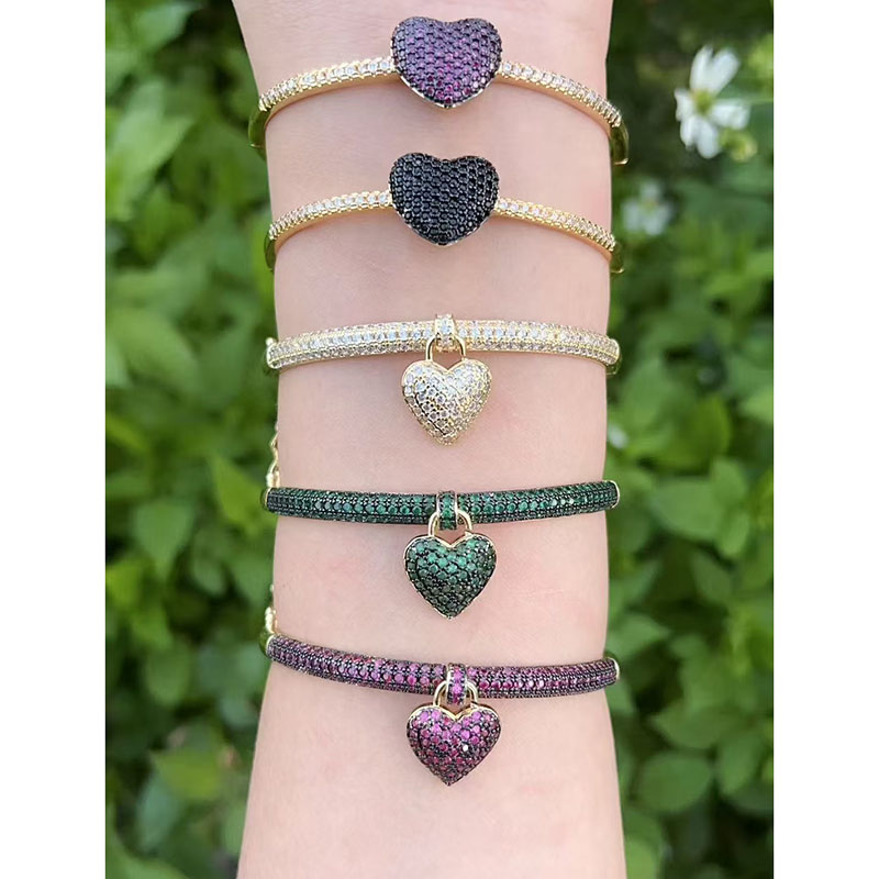 Gold 1 Copper Diamond Heart Bracelet