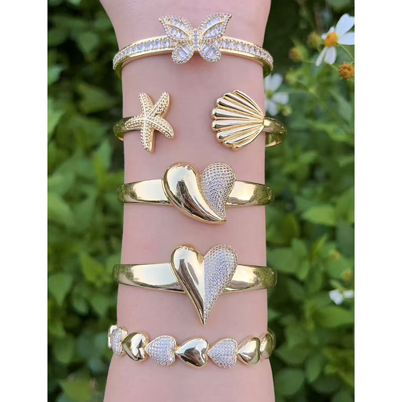 Gold 1 Copper Gold-plated Diamond Butterfly Heart Starfish Bracelet