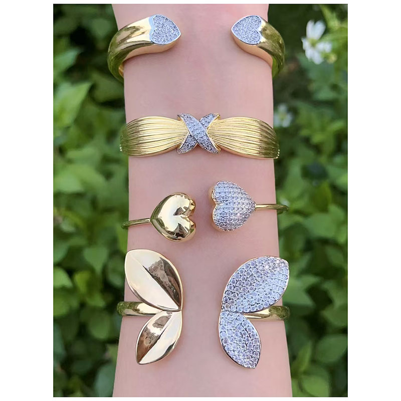 Gold 1 Copper Diamond Heart Butterfly Bracelet