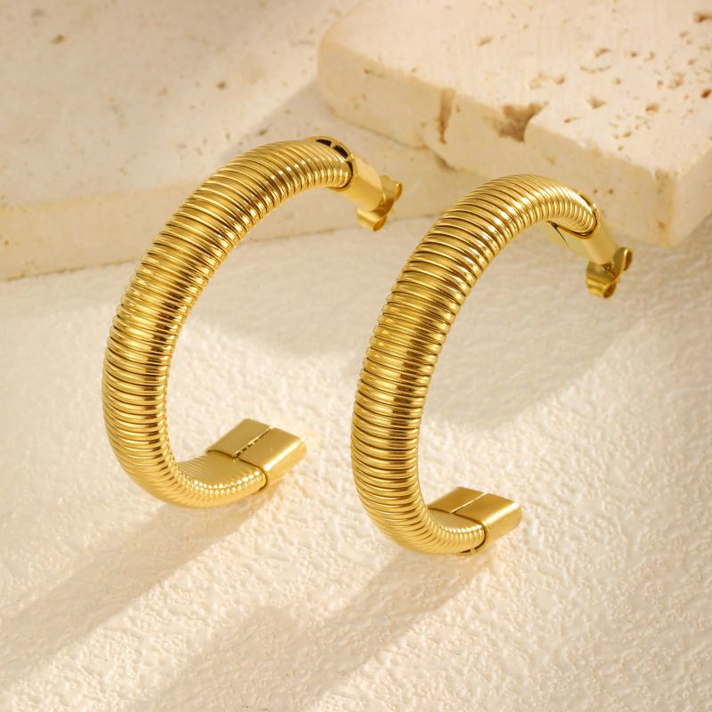 Pendientes Elásticos De Acero Inoxidable En Forma De C