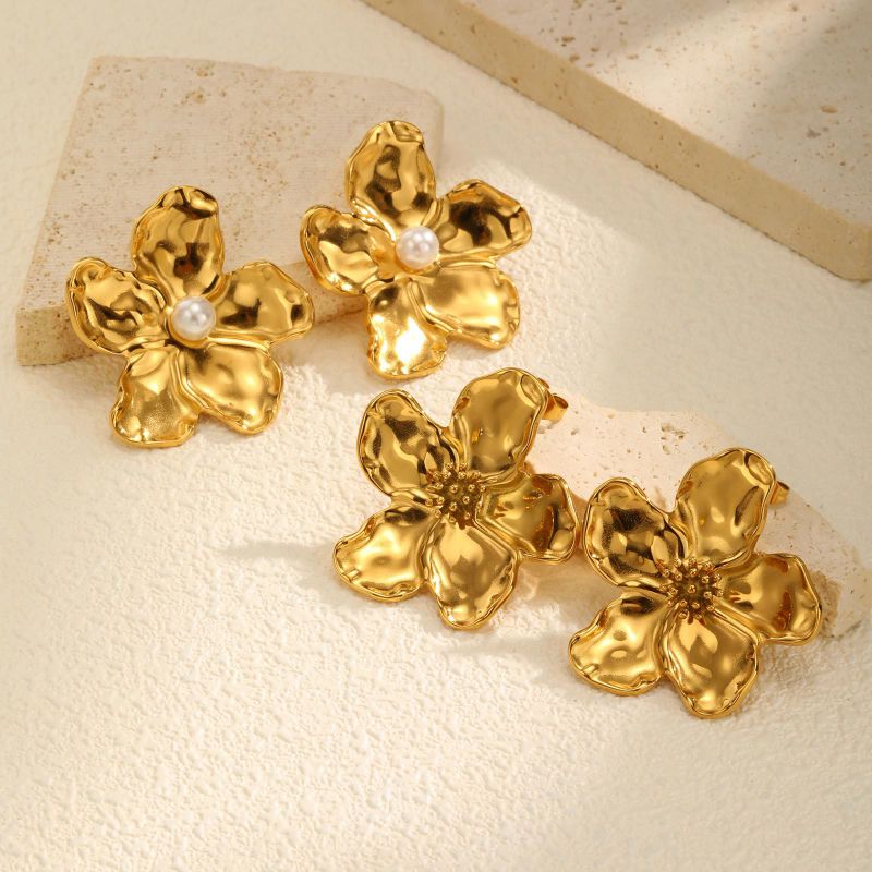 Pendientes De Flores De Acero Inoxidable