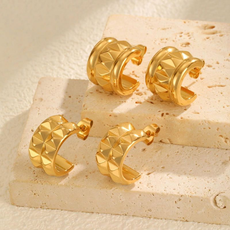 Pendientes De Remache En Forma De C De Acero Inoxidable