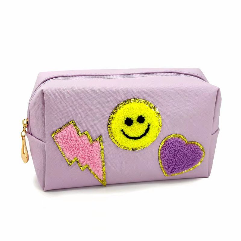Bolsa De Almacenamiento De Cuero Con Cara Sonriente De Gran Capacidad