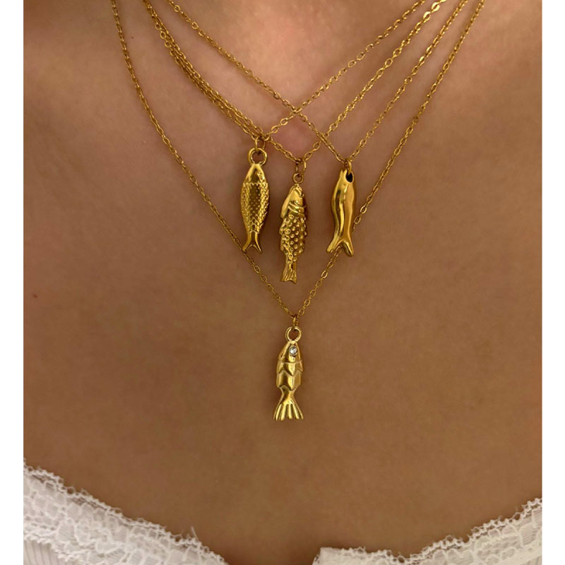Golden Glossy Fish Stainless Steel Fish Necklace