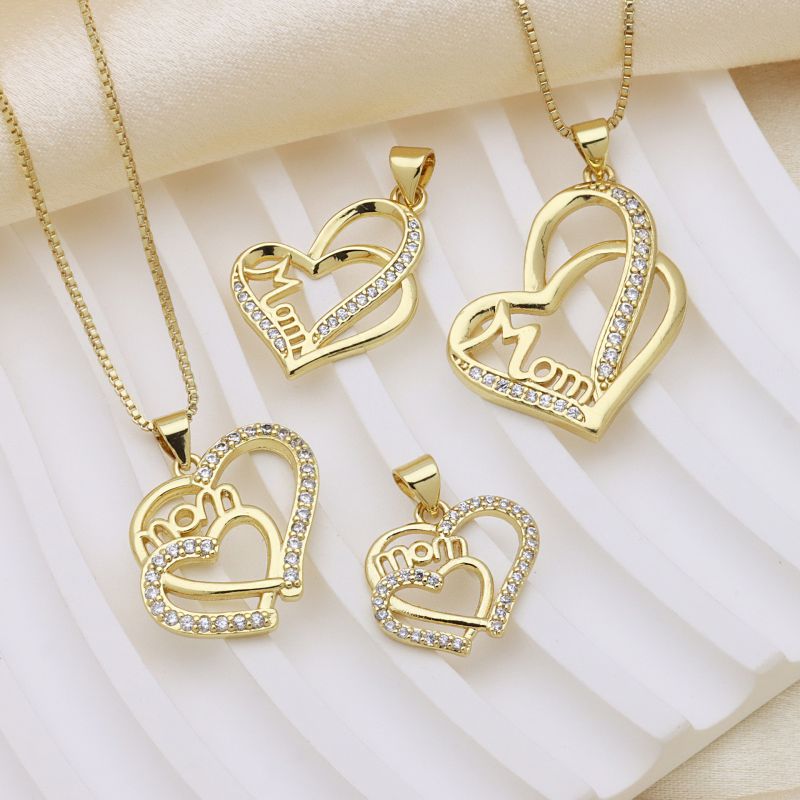A Copper Plated Gold And Diamond Heart Mother's Day Necklace