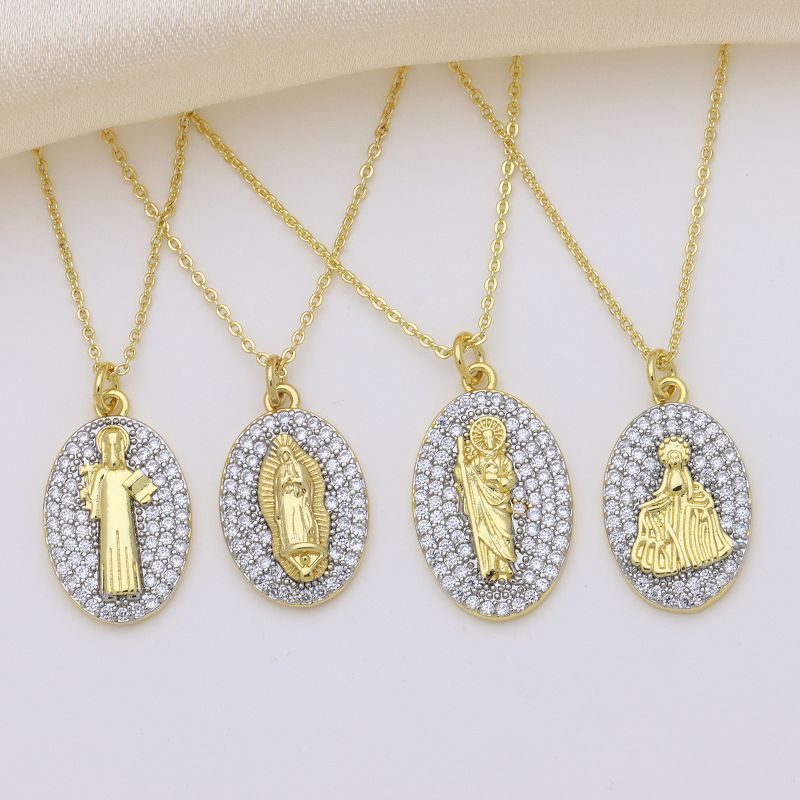 A Gold-plated Copper And Diamond Portrait Necklace