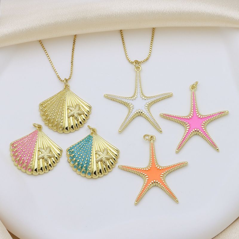 A Copper Gold-plated Shell Starfish Pendant (without Chain)