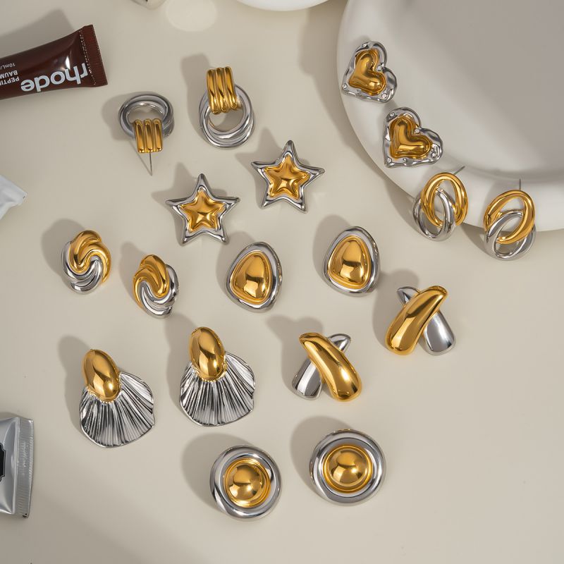 Earrings 9# Stainless Steel Color Matching Geometric Earrings