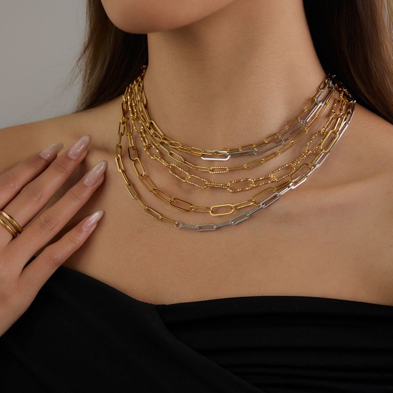 Necklace 6# Stainless Steel Geometric Chain Necklace