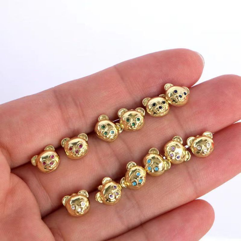 Blue Copper Diamond Bear Earrings