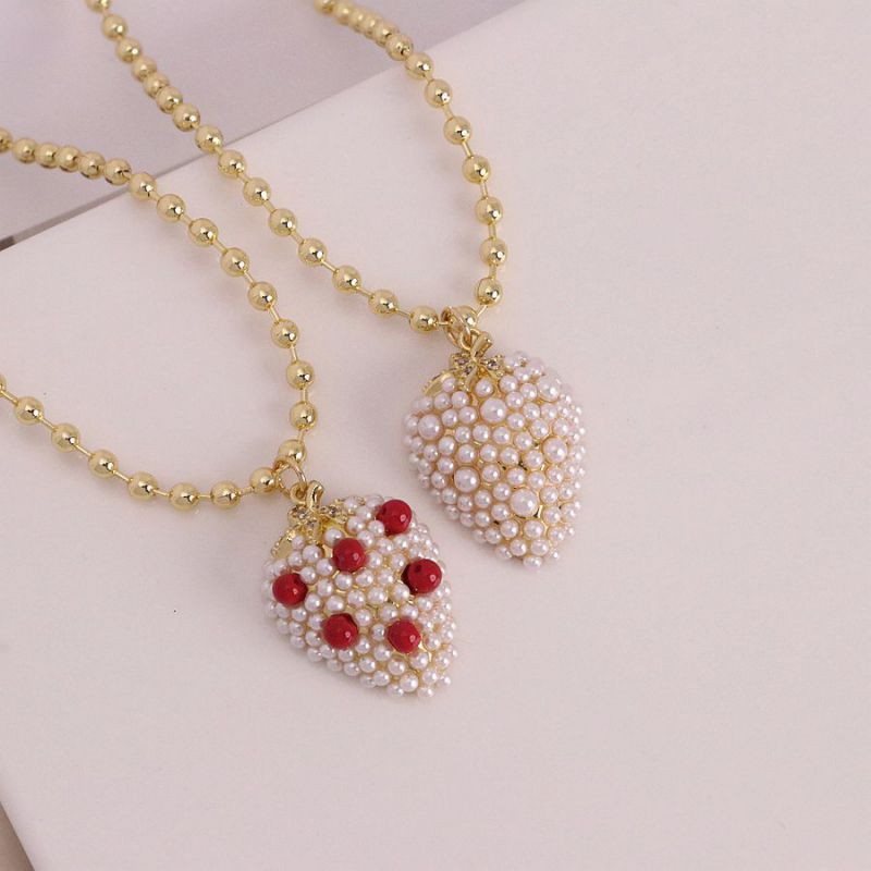 Collar De Fresa Con Perlas De Imitación