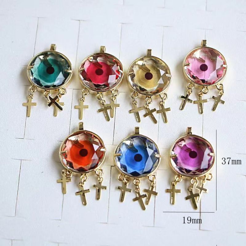 Colgante Con Borla De Cruz De Ojo De Cristal (sin Cadena)
