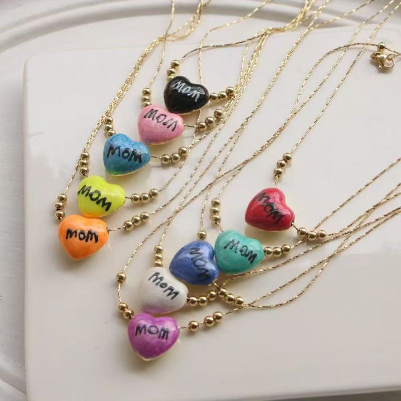 Collar De Corazón Con Letra Y Gota De Aceite De Cobre