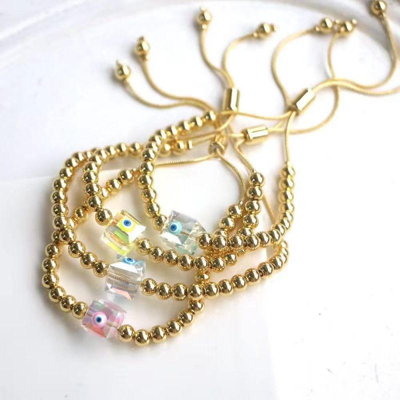 Pulsera De Cuentas De Cristal Cuadradas Con Ojos De Gota De Aceite