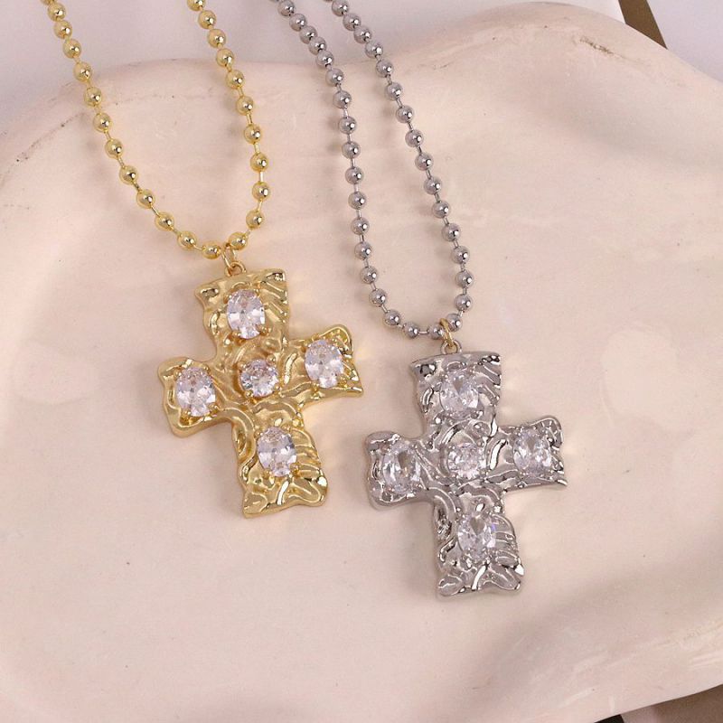 Collar De Cruz De Diamantes De Cobre