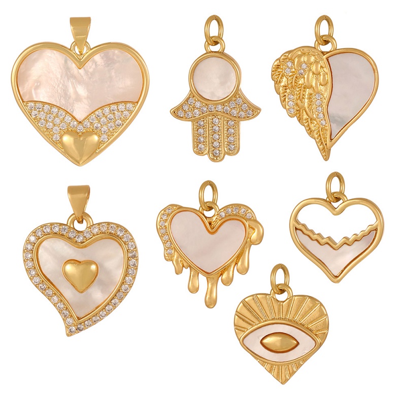 Accesorios De Corazón De Concha De Circonita Con Incrustaciones De Cobre