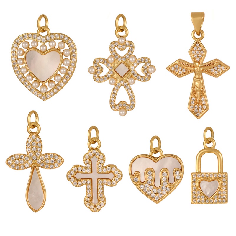 Accesorios De Cruz De Concha De Circonita Con Incrustaciones De Cobre