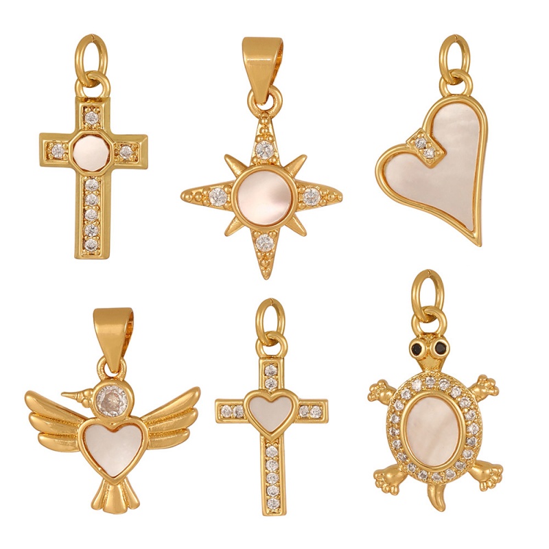 Accesorios De Cruz De Concha De Circonita Con Incrustaciones De Cobre