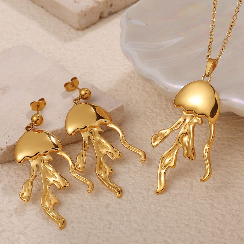 Gold Necklace 2 Titanium Octopus Necklace