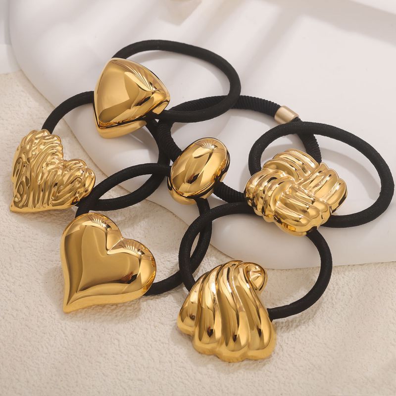Hair Rope 6# Stainless Steel Texture Love Square Geometric Hair Rope