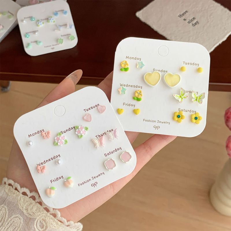 Juego De Pendientes Con Lazo De Corazón Y Perla De Aleación