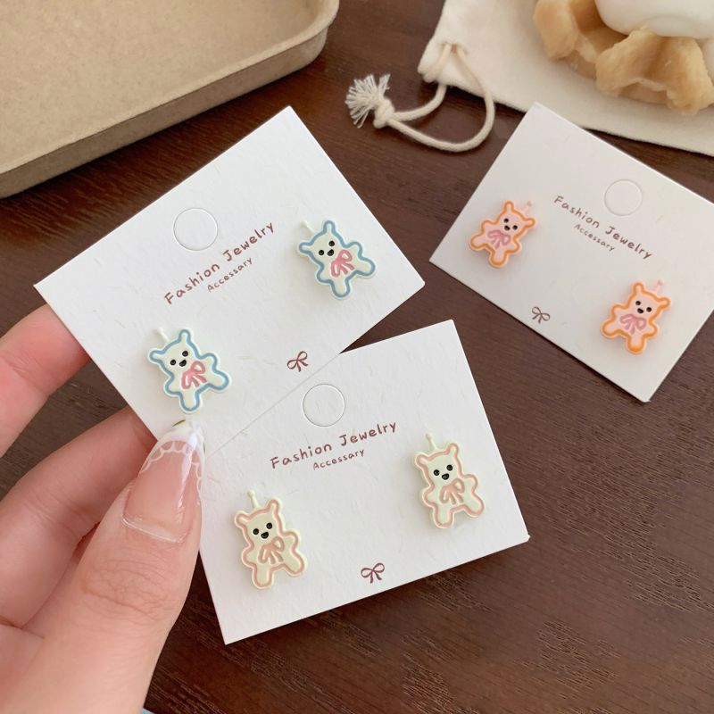 Orange Line Bear Alloy Line Bear Earrings