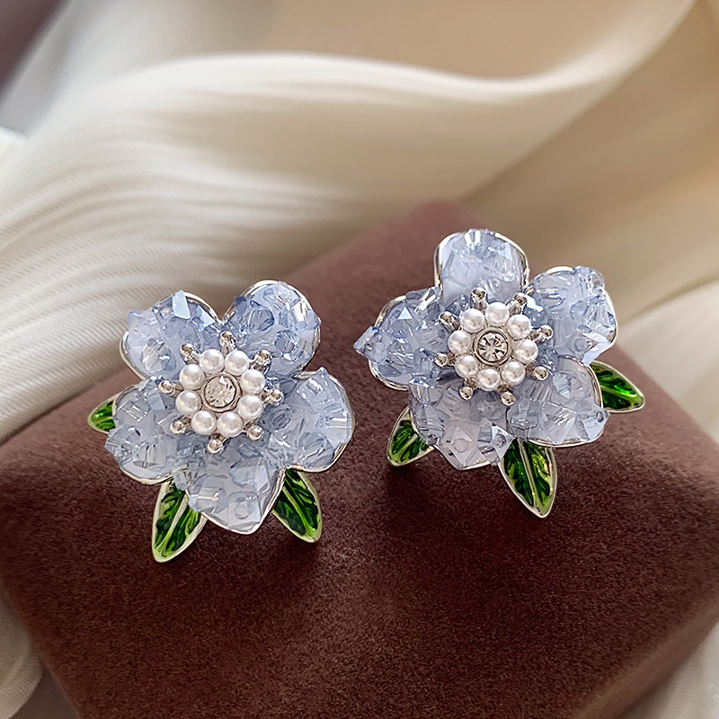 Pendientes De Flores De Cristal