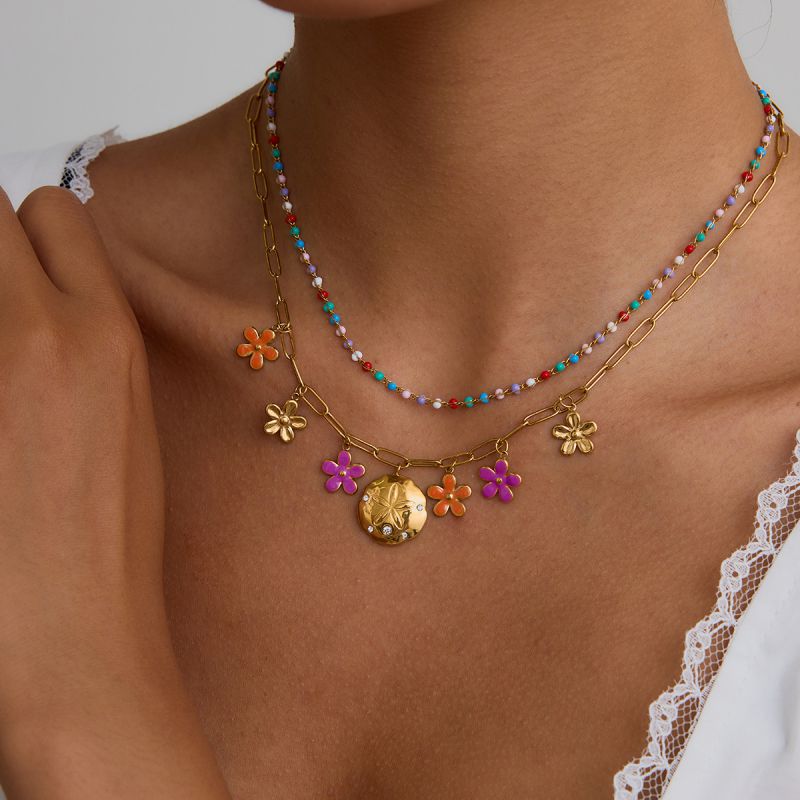 Collar De Flores De Acero Inoxidable