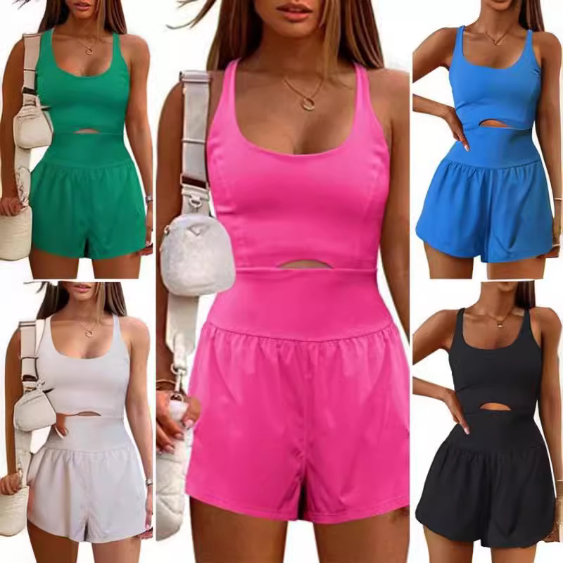 Conjunto De Chaleco Y Pantalones Cortos Con Cruz Hueca