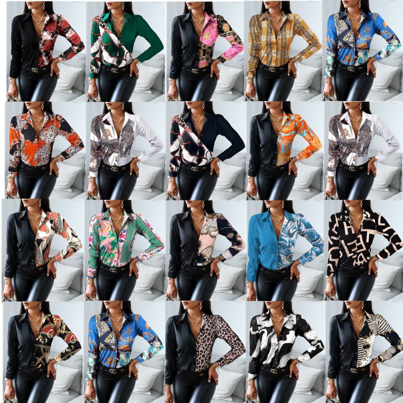 Color No. 18 Chiffon Print Shirt