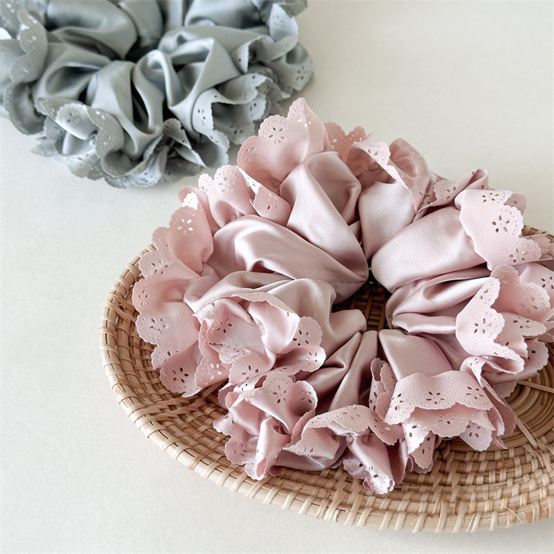 Light Blue Simulation Lace Petal Pleated Hair Tie