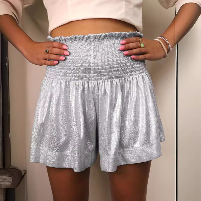 Pantalones Cortos Plisados De Algodón