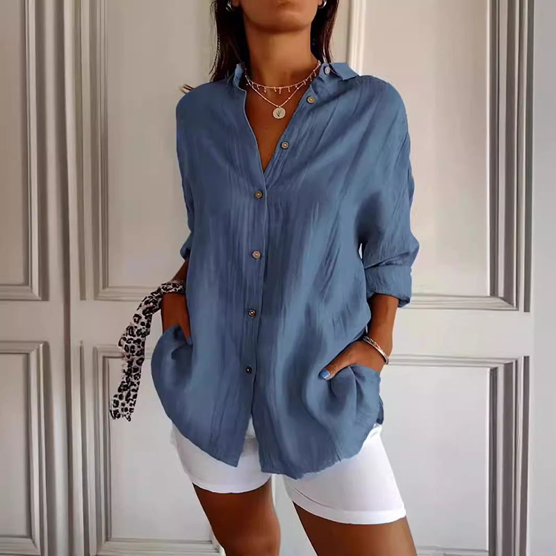 Real Shot Polyester Lapel Button-down Shirt